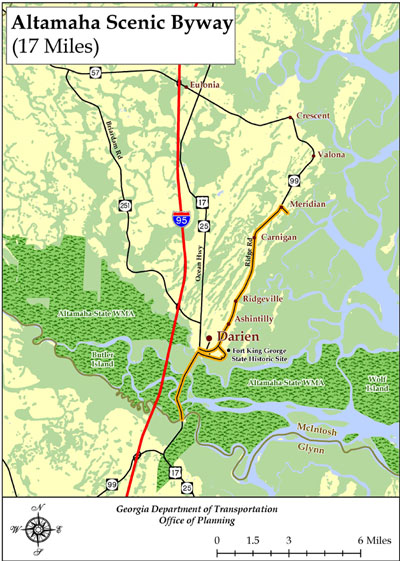 Altamaha Scenic Byway Driving Tour Map