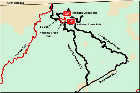Ammons Holcomb Creek Falls Map