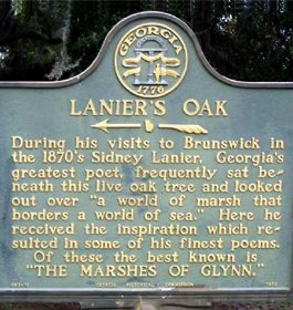 Lanier's Oak Historical Marker in Brunswick GA