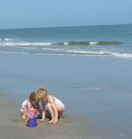 Children playing at Tybee Island Ocean