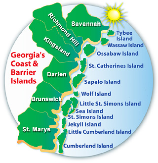 georgia east coast map Georgia Coast Barrier Islands Www N Georgia Com georgia east coast map