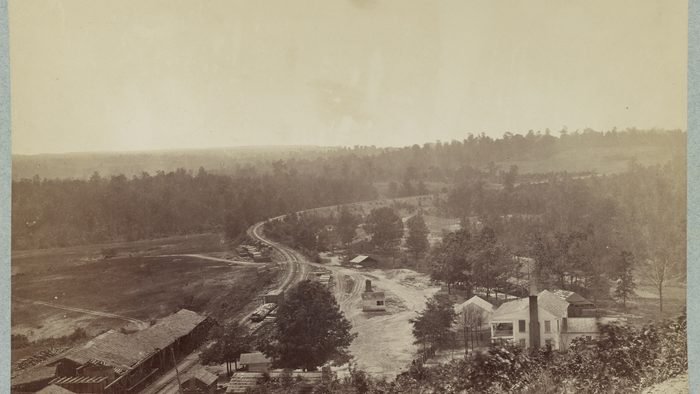 Historic photograph of the railroad at Allatoona Pass
