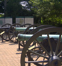 Row of Civil War Cannons