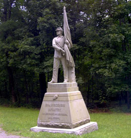 Soldier with Flag Civil War Monument