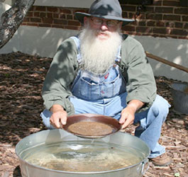 Man gold panning at Dahlonega Gold Museum