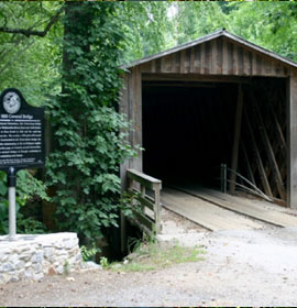 Elder Mill Covered Bridge and marker