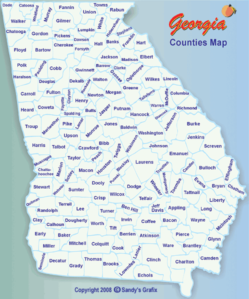 map of ga counties Georgia Counties Map