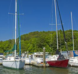 Boats and Lake at George T Bagby State Park