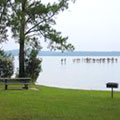 Picnic area at lake at George T Bagby State Park