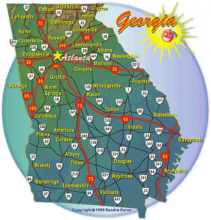 Georgia State Map With Cities - Sasha Costanza