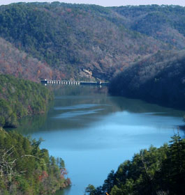 Mountains, Lake and Bridge in Georgia