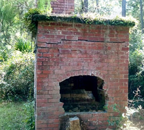 Historic abandoned fireplace at Harris Neck Wildlife Refuge