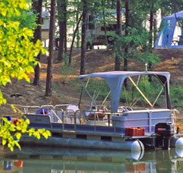 Lakeside camping at Mistletoe State Park