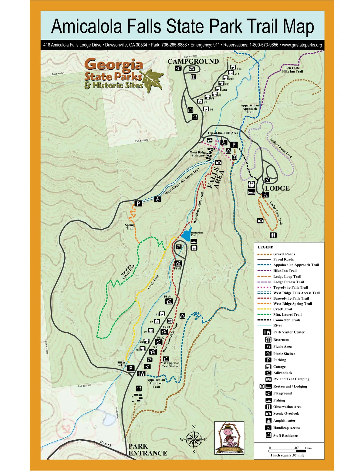 2009 Georgia State Parks map of Amicalola Falls State Park