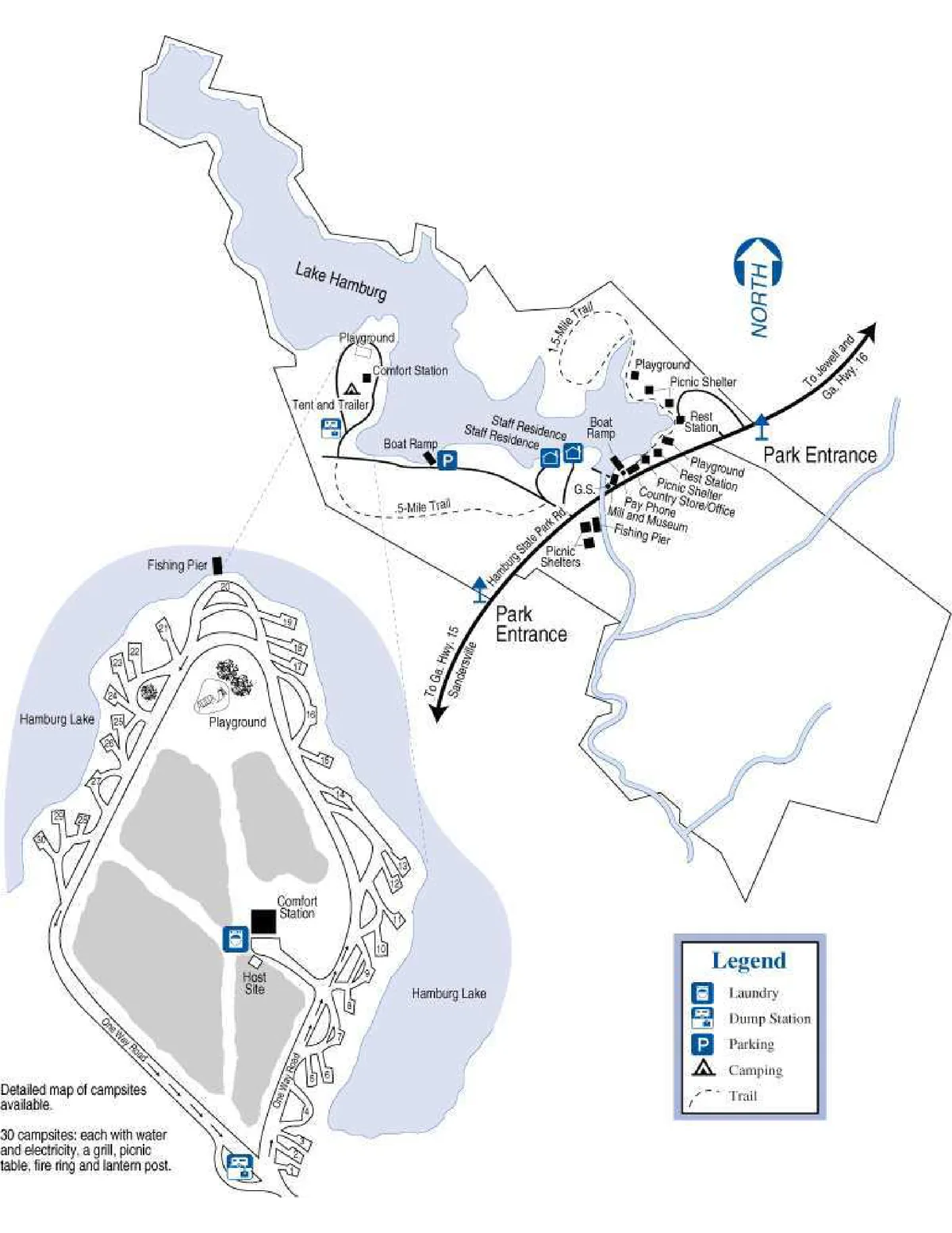 2008 Georgia State Parks map of Hamburg State Park