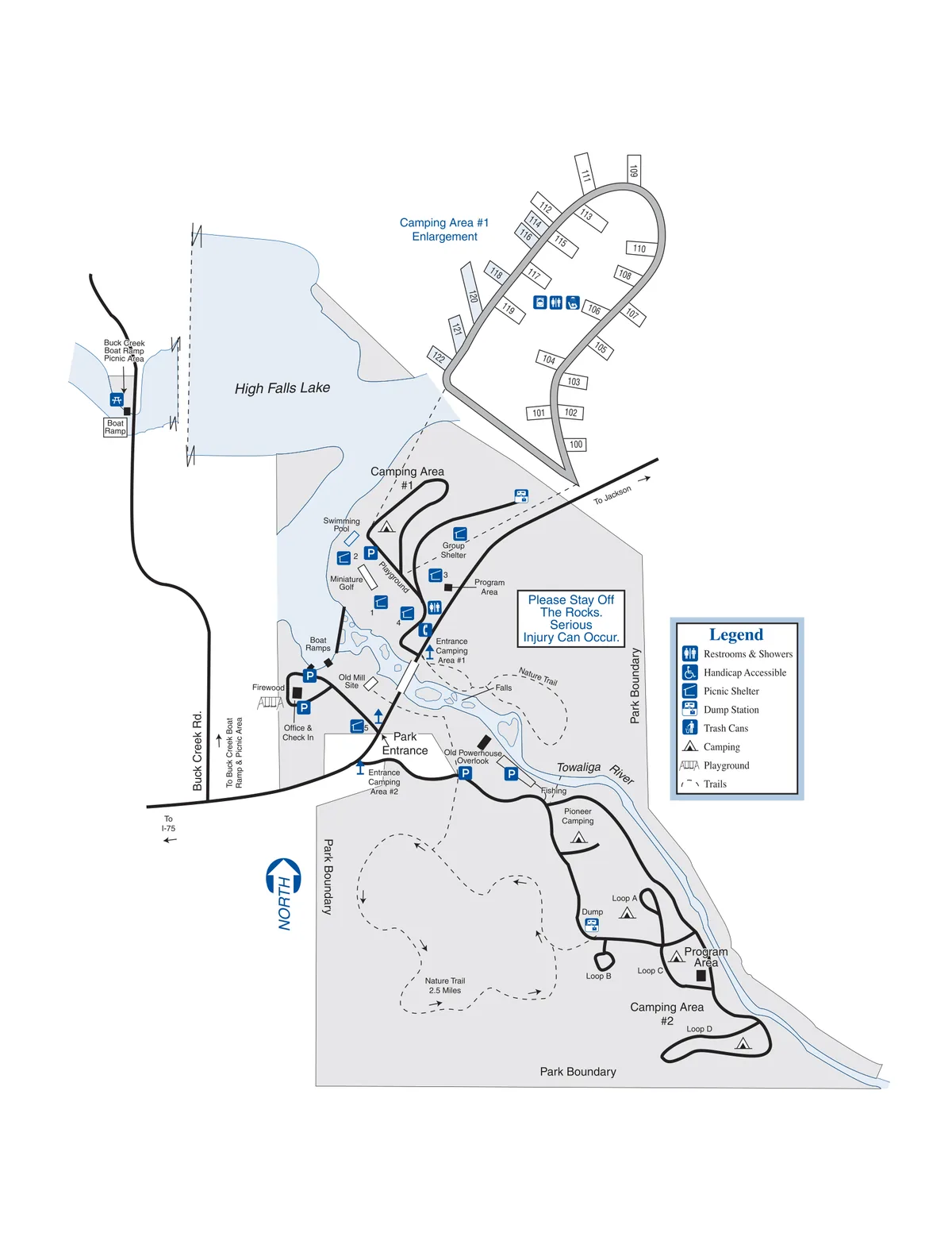 2008 Georgia State Parks map of High Falls State Park