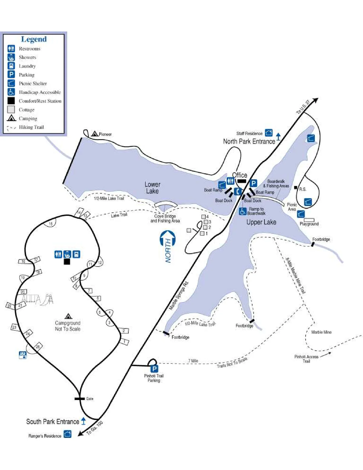 2008 Georgia State Parks map of James H. (Sloppy) Floyd State Park