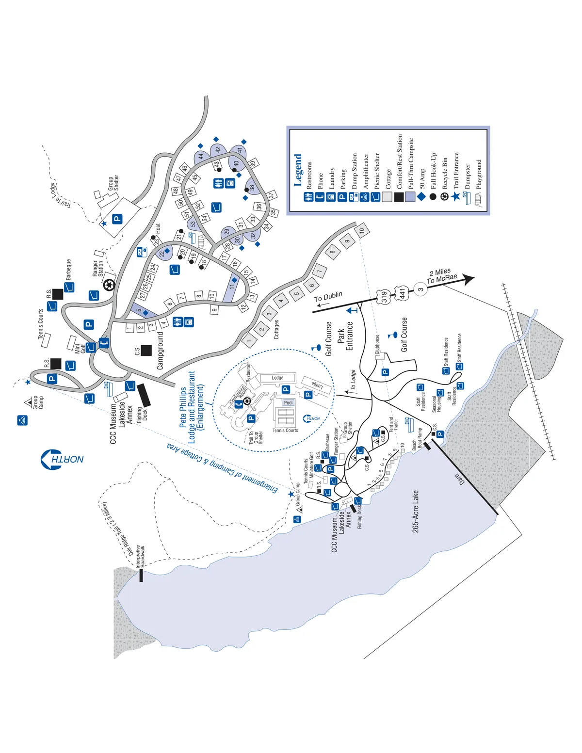 2008 Georgia State Parks map of Little Ocmulgee State Park