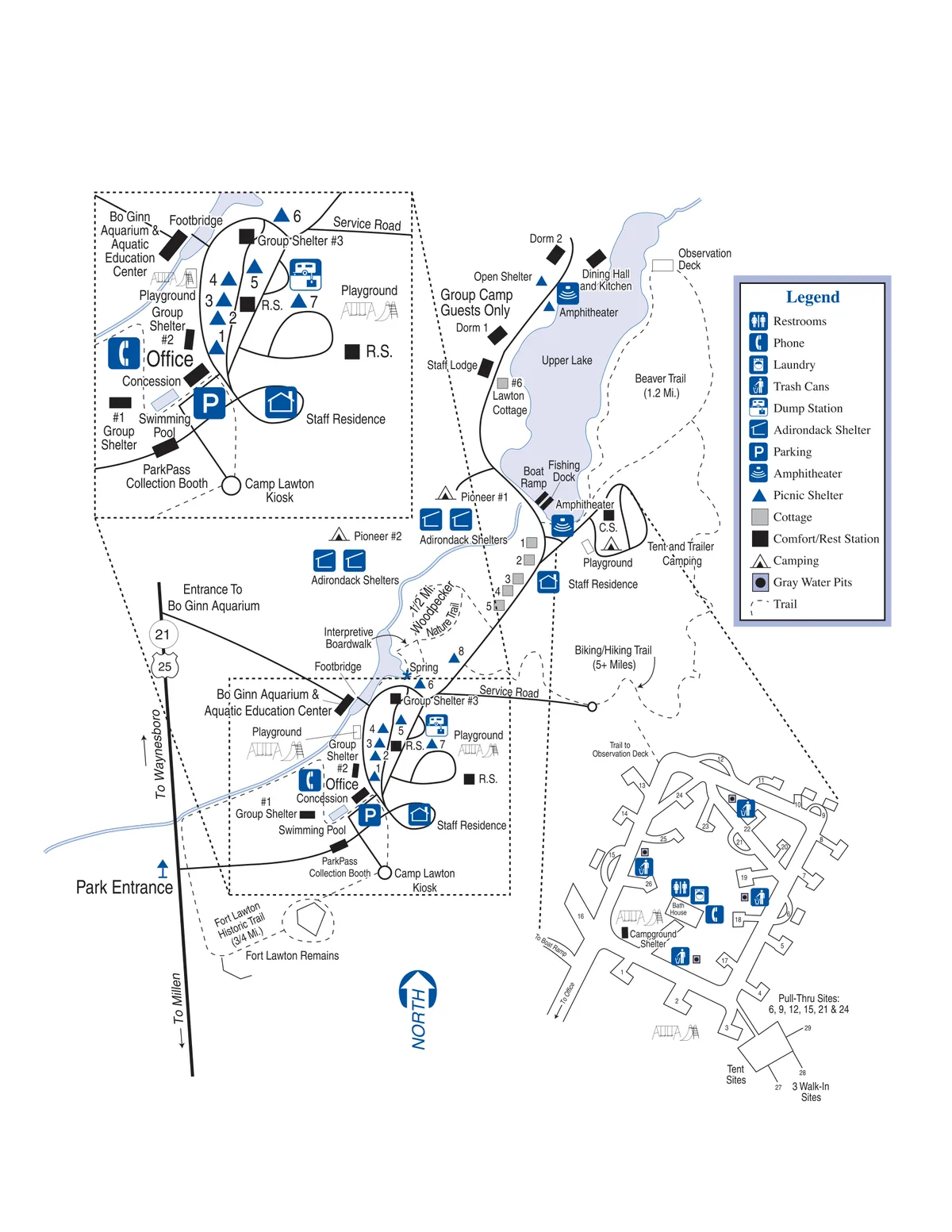 2008 Georgia State Parks map of Magnolia Springs State Park