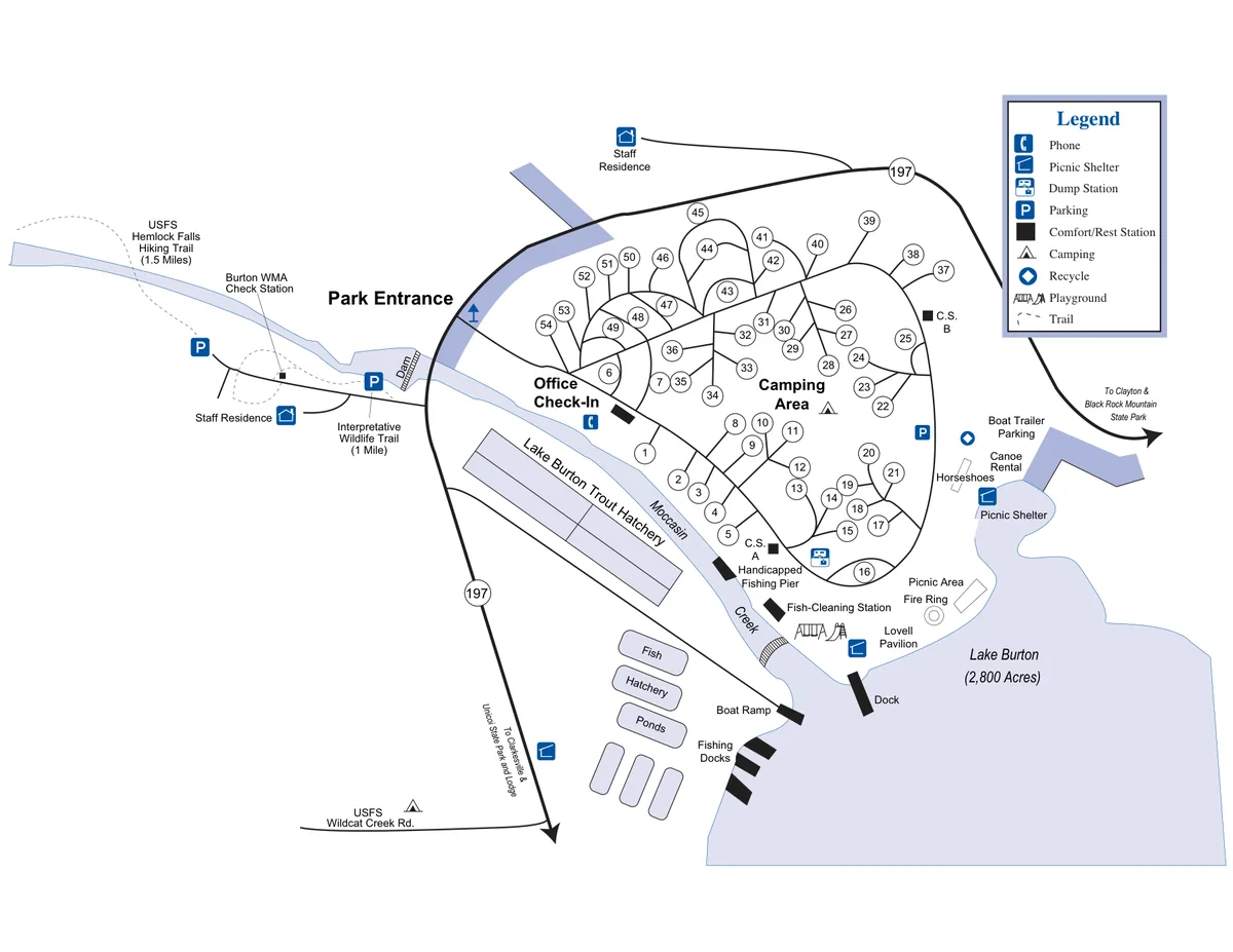 2008 Georgia State Parks map of Moccasin Creek State Park