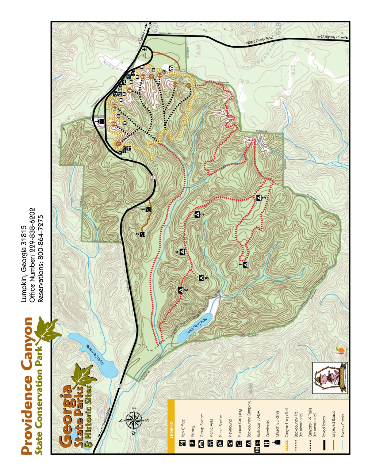 2008 Georgia State Parks map of Providence Canyon State Park