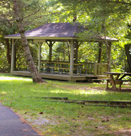 Picnic shelter on path to Bay's Bridge