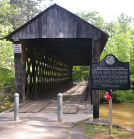 Poole's Mill Covered Bridge entrance and marker
