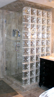 Glass Block Shower Closeup