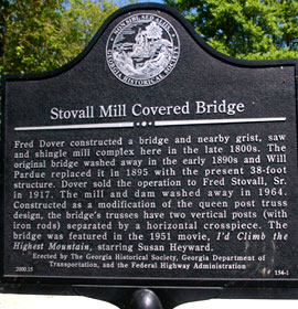 Stovall Mill Covered Bridge Marker